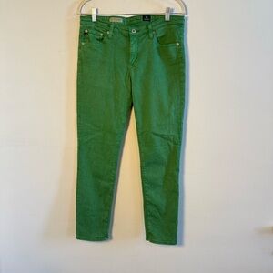 Anthropologie Ag Adriano Goldschmied Kelly Green Skinny Jeans, Size 30